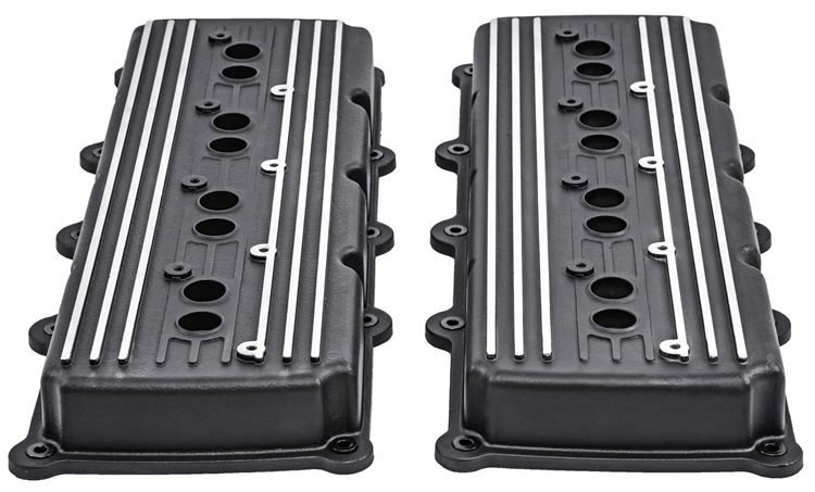 3SP Black Finned Aluminum Valve Covers 03-up Gen III Hemi - Click Image to Close